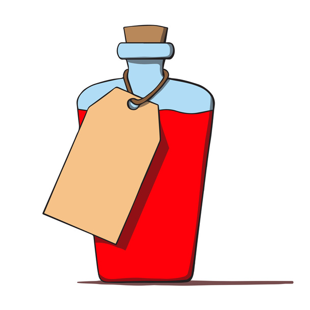 Botella de dibujos animados con una etiqueta. Ilustración vectorial
 - Vector, Imagen