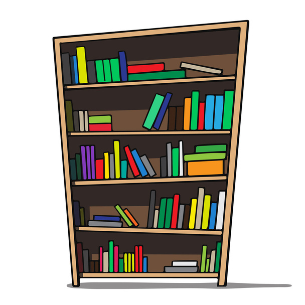 Cartoon illustration of a bookshelf. - Vector, Image