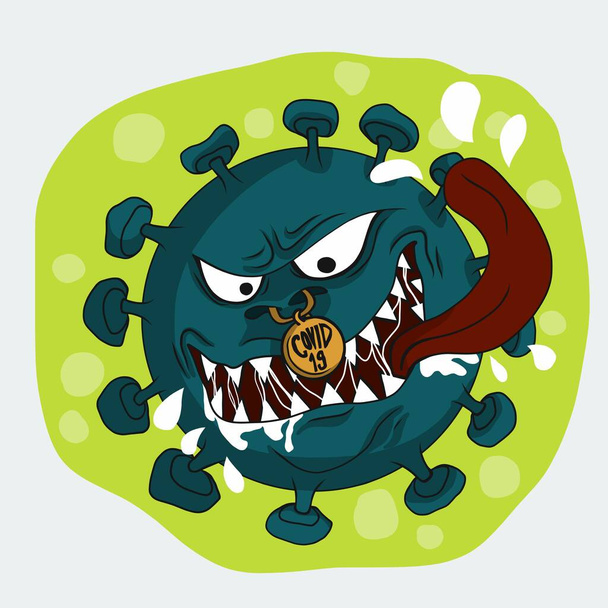 Coronavirus (Covid-19) monstruo aterrador vector ilustración
 - Vector, imagen