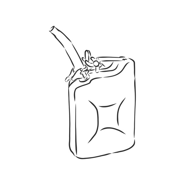 Vector Sketch Single Jerry Can. fuel canister, vector sketch illustration - Vector, Image