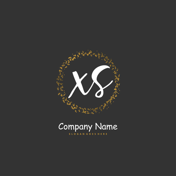 X S XS Początkowy charakter pisma i logo podpisu z okręgiem. Piękny projekt ręcznie pisane logo mody, zespołu, ślubu, luksusowe logo. - Wektor, obraz