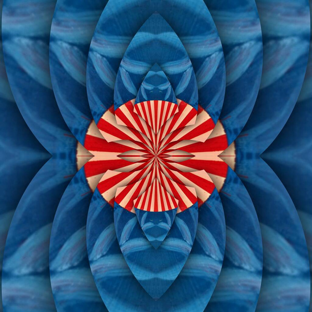 Yıldızlar ve çizgiler mavi kırmızı beyaz geometrik yinelenen desen ve karmaşık tasarım - Fotoğraf, Görsel