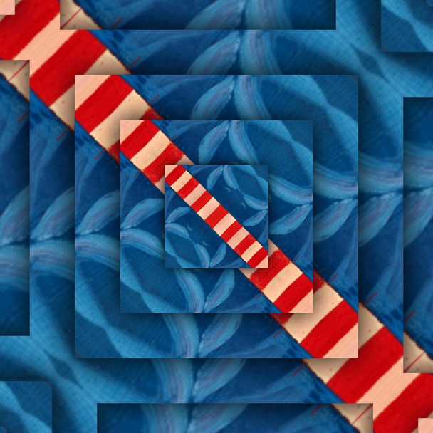 stars and stripes blue red white geometric repeating pattern and intricate design - Photo, Image