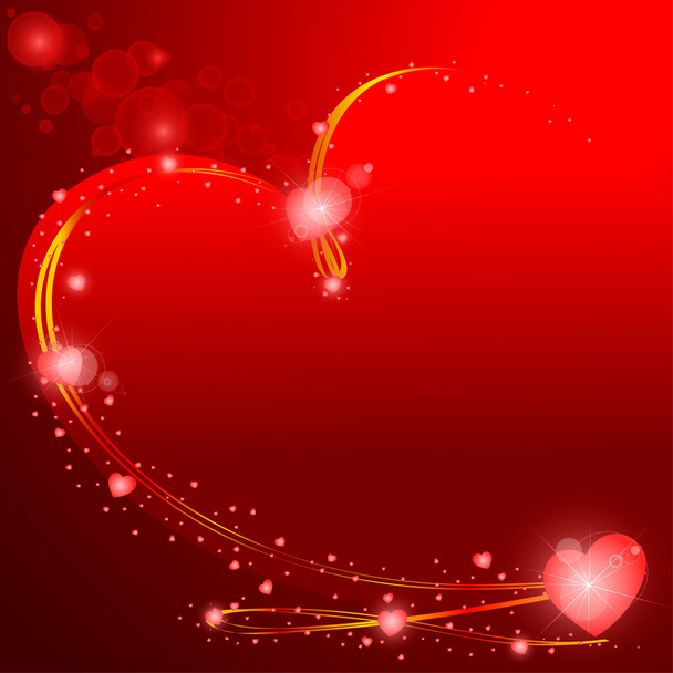 Valentinstag Hintergrund glühende Herzen - Vektor, Bild