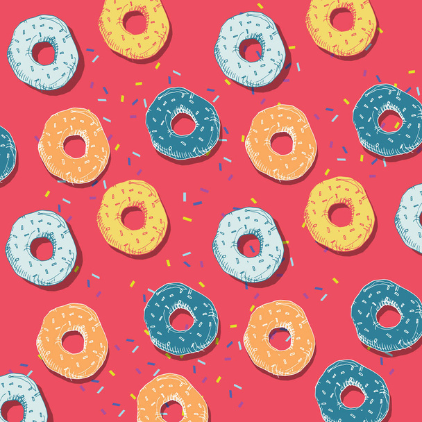 Donut vector geïsoleerd op een blauwe achtergrond. Donut collectie bovenaanzicht. - Vector, afbeelding