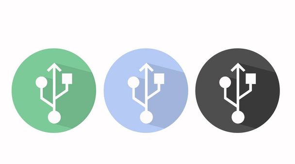 Set di colori diversi isolati vettoriali dell'icona o dell'illustrazione del dispositivo USB piatto - Vettoriali, immagini