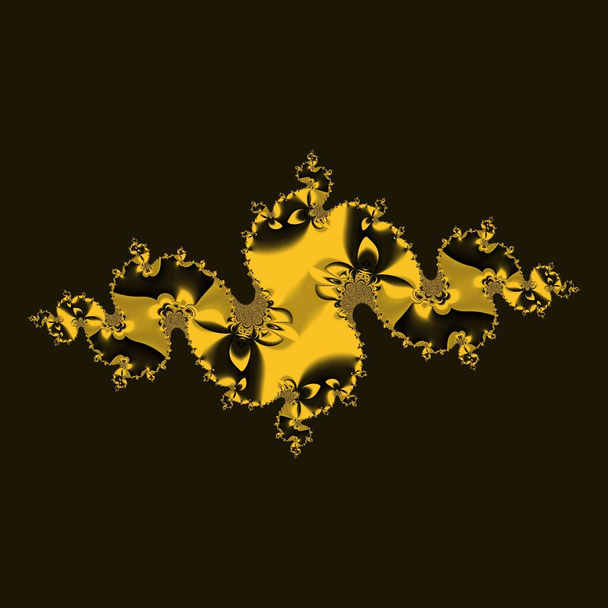 Φωτεινό κίτρινο χρυσό μοτίβα σε μαύρο φόντο δημιουργώντας πολλά περίπλοκα σχήματα και σχέδια σε τετράγωνο σχήμα - Φωτογραφία, εικόνα
