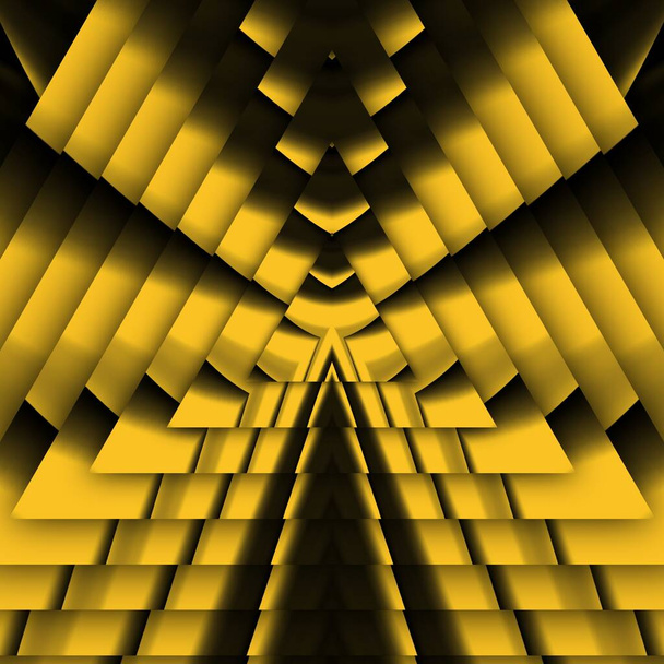 Motifs en or jaune brillant sur fond noir générant de nombreuses formes et dessins complexes dans un format carré - Photo, image