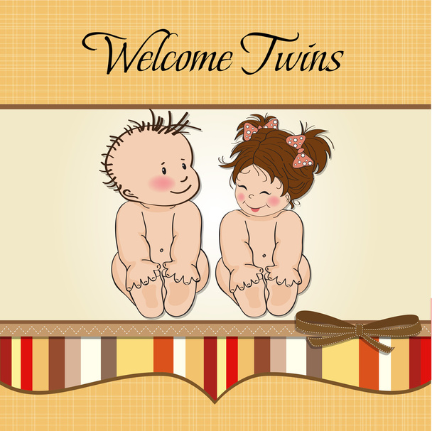 dítě dvojčata sprchový lístek - Vektor, obrázek