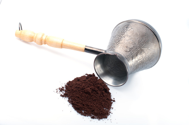 Coffee pot and ground coffee - Foto, Imagem