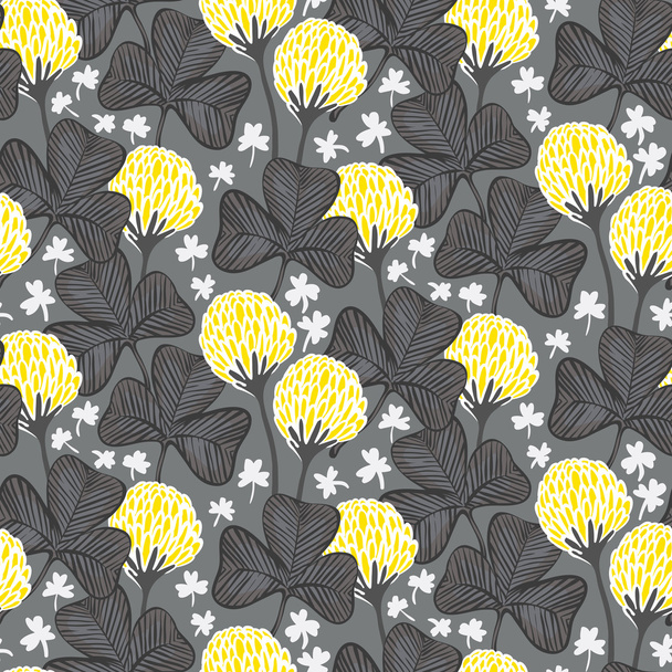 Floral pattern with clover flowers - Vektör, Görsel