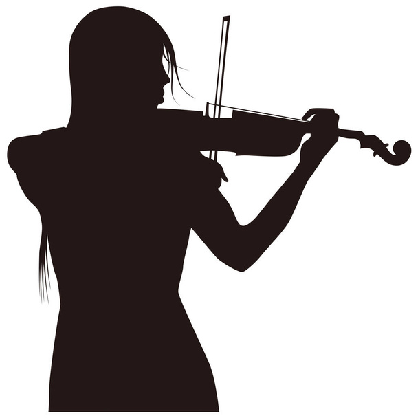 silhueta violinista Músico Feminino
 - Vetor, Imagem