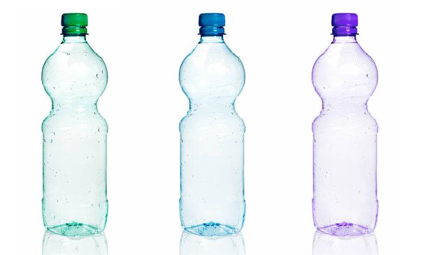 Three empty plastic bottle isolated on white background - Photo, Image