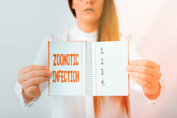 Word writing text Zoonotic Infection. Business concept for communicable disease transmitted by a non viral agent Model displaying different empty color notepad mock-up for writing idea. - Foto, immagini