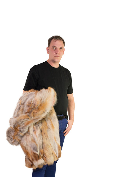 Man and fur coat - Foto, Imagem