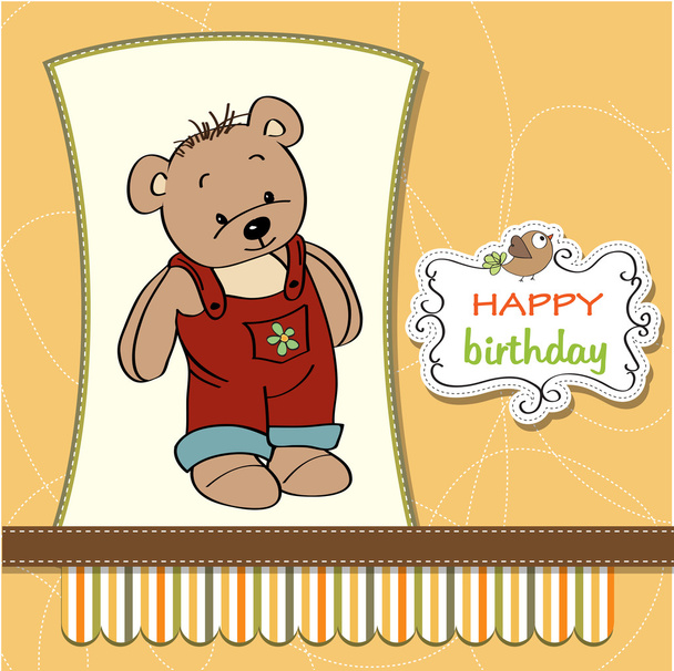Babyduschkarte mit Teddybär-Spielzeug - Vektor, Bild