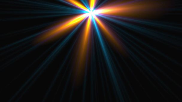 Computergegenereerde glanzende ster met draaiende lichtstralen. 3d weergave van dynamische achtergrond - Foto, afbeelding