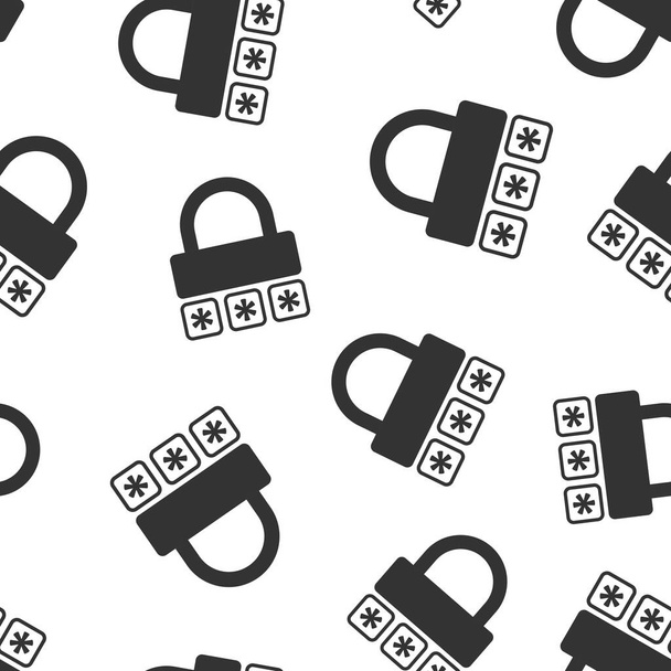 Login icon in flat style. Password access vector illustration on white isolated background. Padlock entry seamless pattern business concept. - Vector, Image