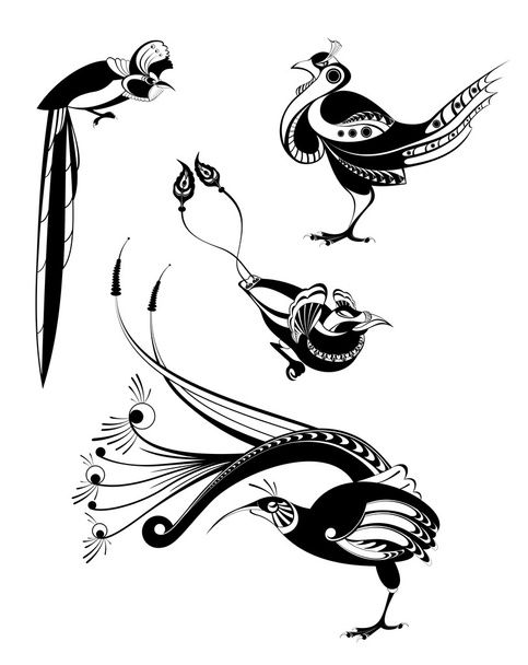 Original art bird silhouettes - Zdjęcie, obraz