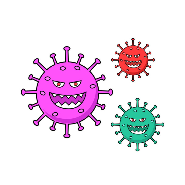 Corona virus vector illustration with facial expression - Vector, Image