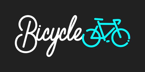 Illustrazione astratta scritta a mano del vettore della bicicletta di parola. Illustrazione tipografica come logotipo - Vettoriali, immagini
