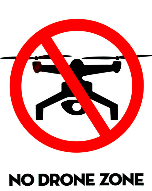 Drones prohibited zone warning information sign - Photo, Image