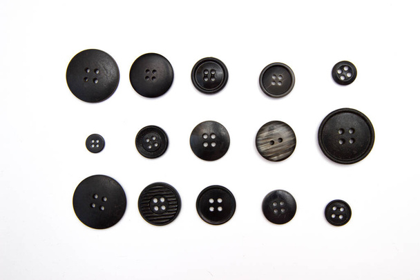 Decorative black Colorful Vintage Sewing or Scrapbook Buttons on white background - Φωτογραφία, εικόνα