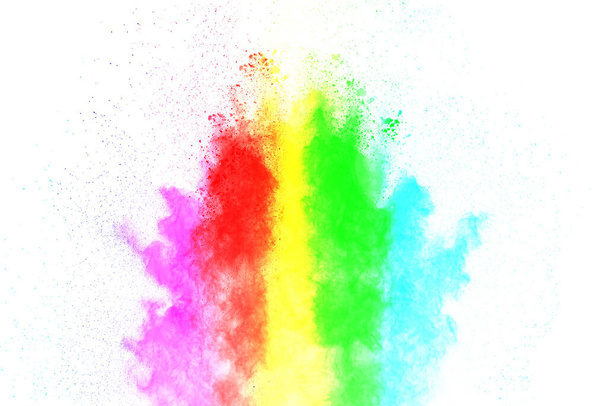 abstract colored dust explosion on a black background.abstract powder splatted background,Freeze motion of color powder exploding/throwing color powder, multicolored glitter texture. - Photo, Image