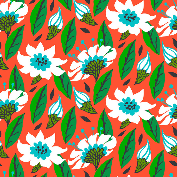 Vector seamless floral pattern with daisy flowers - Vetor, Imagem