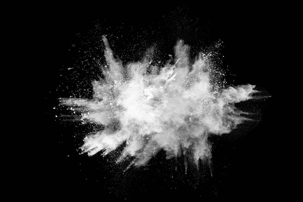 White powder explosion on black background. Colored cloud. Colorful dust explode. Paint Holi. - Foto, Bild