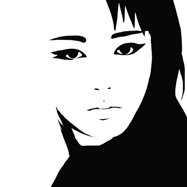 aziatische vrouw gezicht, illustratie  - Foto, afbeelding