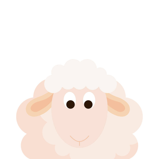 白い背景に可愛い羊の動物 - ベクター画像