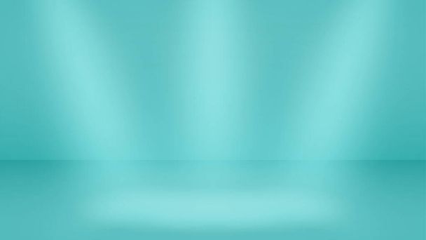 明るい青の色で柔らかい照明と空のスタジオの背景 - ベクター画像