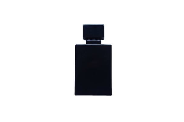 Чорна пляшка парфумів ізольована на білому, крупним планом
 - Фото, зображення