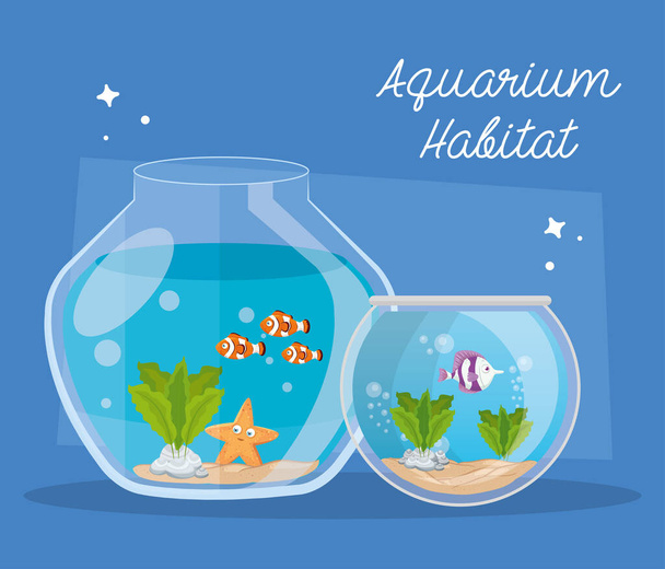 acquari pesci con acqua, acquari animali marini - Vettoriali, immagini