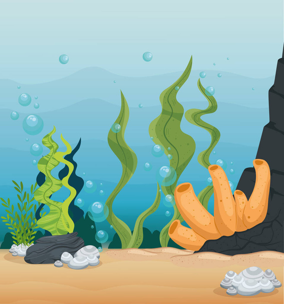 xxx και άγρια θαλάσσια ζώα στον ωκεανό, κατοίκους του θαλάσσιου κόσμου, χαριτωμένα υποβρύχια πλάσματα, υποθαλάσσια πανίδα της τροπικής - Διάνυσμα, εικόνα
