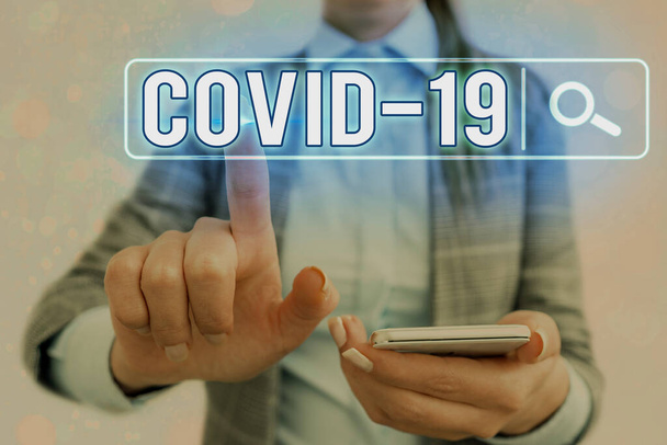 Szövegírás Covid19. Üzleti koncepció enyhe vagy súlyos légzőszervi megbetegedésekre, amelyeket a koronavírus okoz Web search digitális információ futurisztikus technológiai hálózati kapcsolat. - Fotó, kép