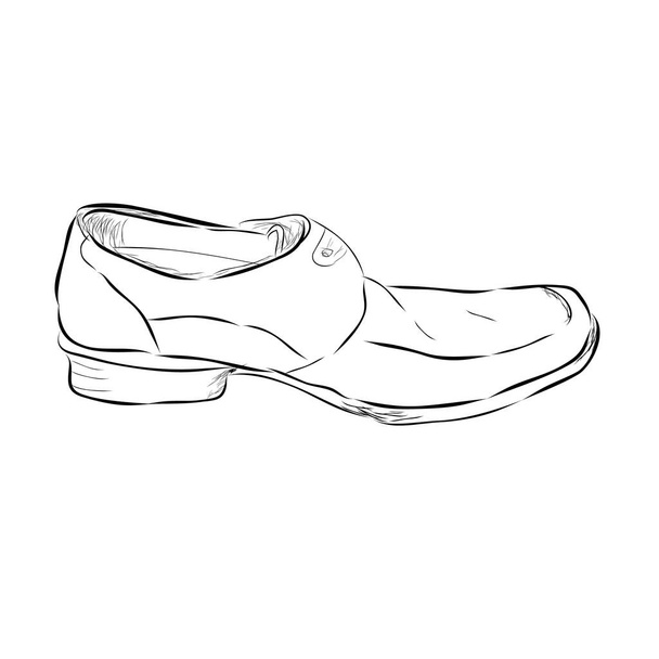 ベクトルスケッチ黒アウトラインのフォーマル男の靴 - ベクター画像