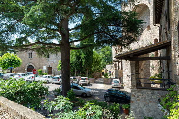 assisi, Ιταλία 11 Ιουλίου 2020: κήπος κοντά στην πόρτα του San Pietro di Assisi - Φωτογραφία, εικόνα