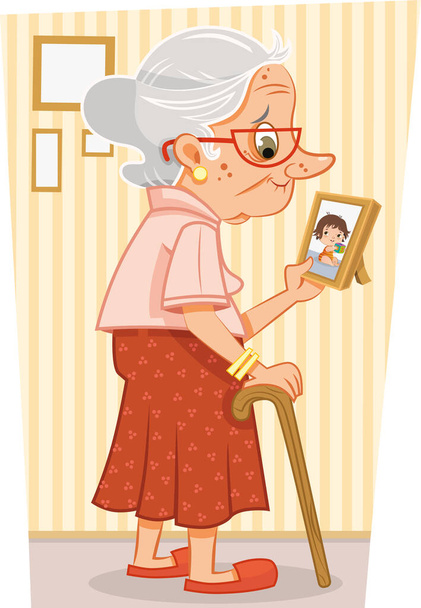 Ilustración vectorial de un personaje de dibujos animados abuela
. - Vector, Imagen