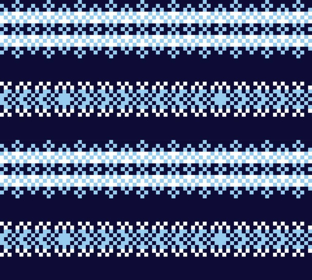 Blue Christmas fair isle pattern background for fashion textiles, knitwear and graphics - Vector, Image
