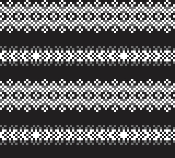 Fundo de padrão de ilha justo Natal preto e branco para têxteis de moda, malhas e gráficos - Vetor, Imagem
