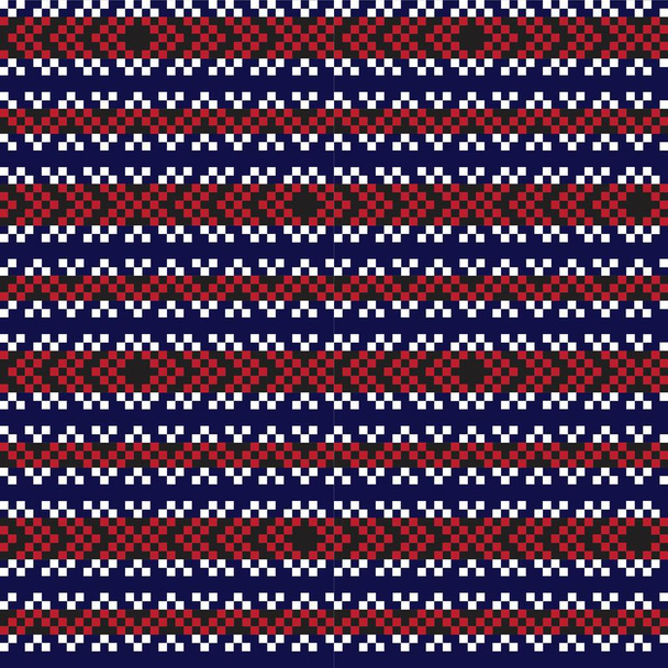 Red Navy Christmas fair isle pattern background for fashion textiles, knitwear and graphics - Vector, Image