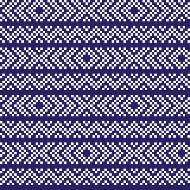 Fundo de padrão de ilha justo Natal azul para têxteis de moda, malhas e gráficos - Vetor, Imagem