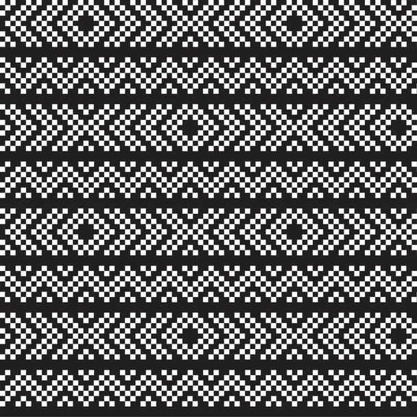 Black and White Christmas fair isle pattern background for fashion textiles, knitwear and graphics - Vector, Image