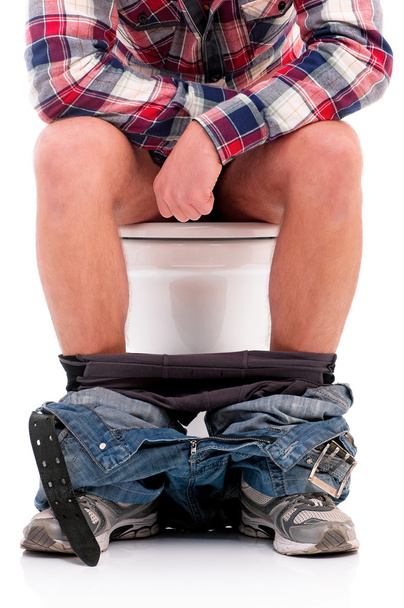 Man on toilet bowl - Foto, Imagem