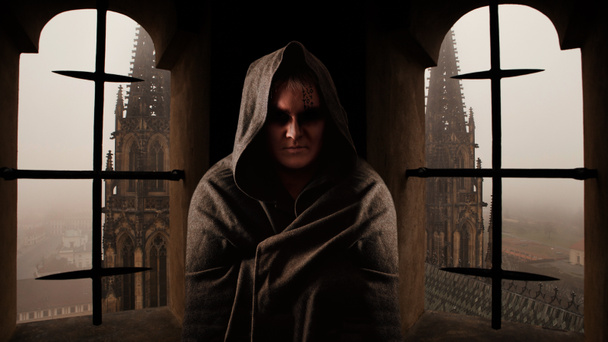 Tajemnica mnicha z runy na twarzy - Zdjęcie, obraz