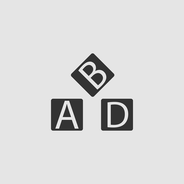 Alphabet cubes icon flat. Black pictogram on grey background. Vector illustration symbol - Vector, Image
