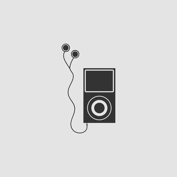 Audio-Player-Symbol flach. Schwarzes Piktogramm auf grauem Hintergrund. Vektorillustration Symbol - Vektor, Bild