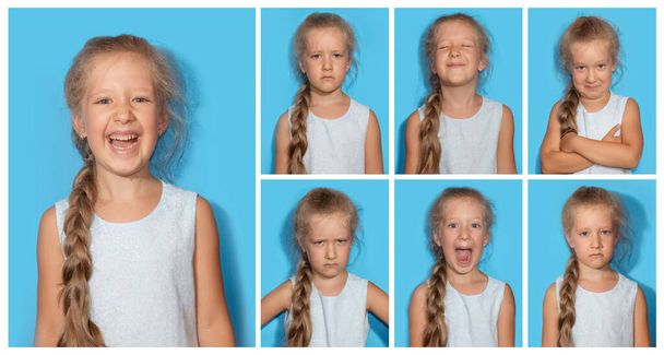 Il collage di ragazza con emozioni diverse - Foto, immagini